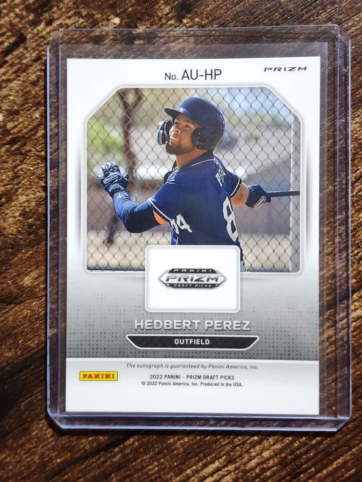 Hedbert Perez 2022 Prizm Draft Picks Silver Holo Prizm Auto BREWERS  - Image 2 of 2