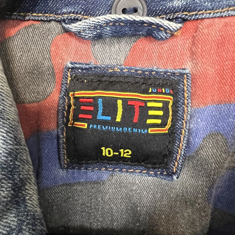 Chaqueta Elite Premium Denim Mocha Niños 10-12 Parches Ropa de Calle Foto 3 de 4