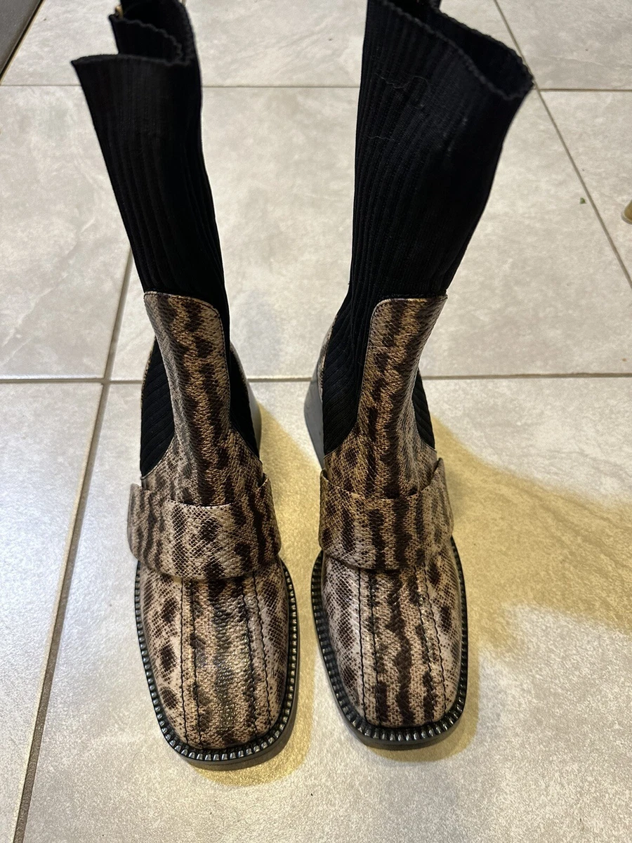 Chloe dahlia bea snake print half sock pull boot shoes Size 37 Women Used