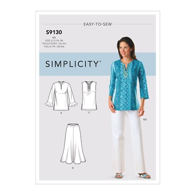 SIMPLICITY 9130 Schnittmuster Misses Damen Tunika Top & Hose Größe 20-28 W ungeschnitten
