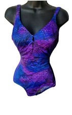 Vintage 70s Roxanne Perfection Fit One-Piece Swimsuit Size 12 Cup B
