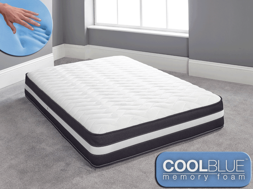 Cool Blue Memory Foam Mattress Sprung 3ft Single 4ft6 Double 5ft King 6ft S King - Imagen 1 de 4