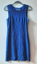 Eliza J Blue Lace Dress Sleeveless Shift Lined Side Zipper Size 4