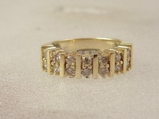 14 karat diamond wedding band 14K gold ladies 2 row 0.5 Carat anniversary ring