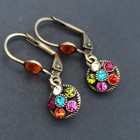 Small Round Deco Timeless Gift 1" Michal Negrin Earrings Dainty Colorful Crystal