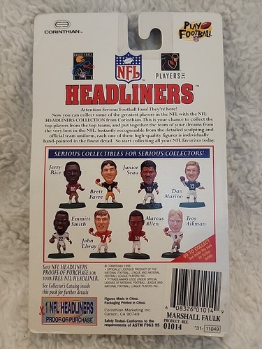1996 ~MARSHALL FAULK~ Headliners Figure NFL Corinthian (Indianapolis Colts) NEW - Picture 3 of 3