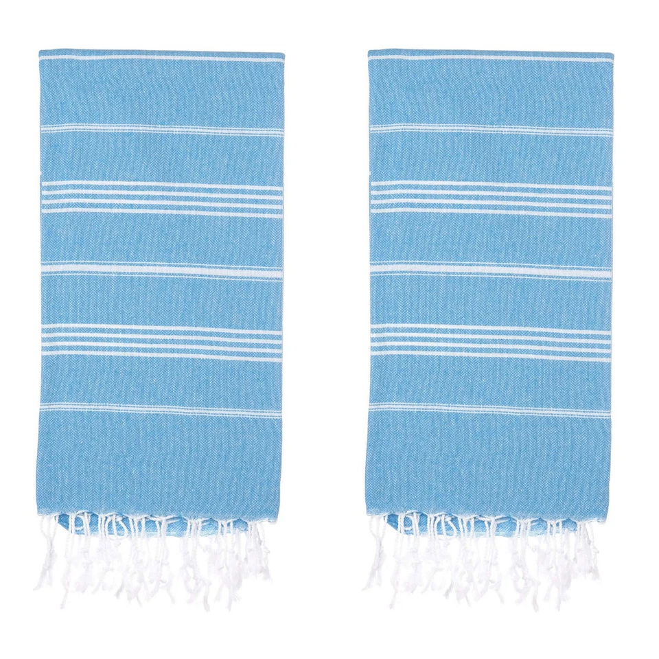 Juego de 2 toallas de playa turcas (38" x 71") | Toalla turca extra grande 100 % algodón Foto 3 de 4