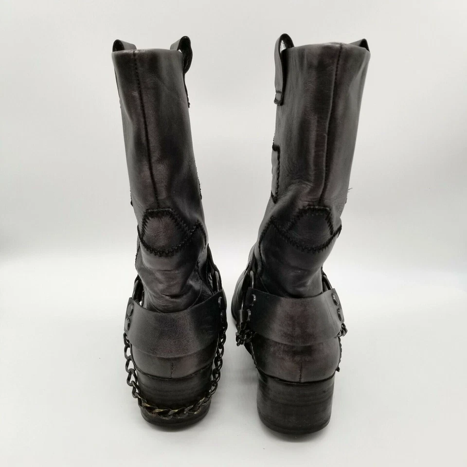 Botas de montar con arnés negro a media pantorrilla punta redonda oro rosa para mujer 38,5 EE. UU. 8 Foto 4 de 4