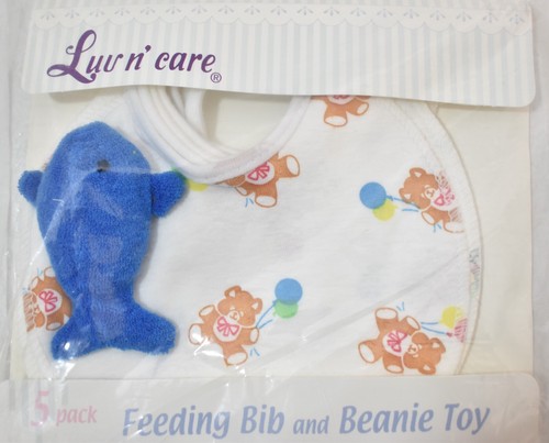 Luv N Care Baby paquete de 5 baberos y gorro de ballena juguete de colección nuevo 1999 - Imagen 6 de 8