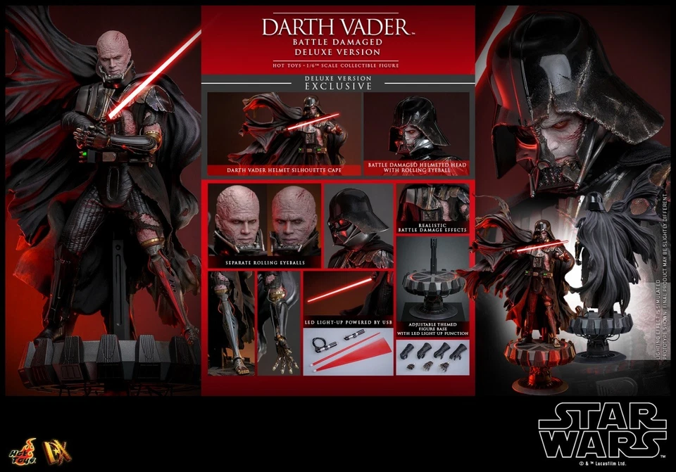 wShipper! Hot Toys DX45 1/6 Star Wars Darth Vader Battle Damaged Deluxe Version - Image 3 of 4