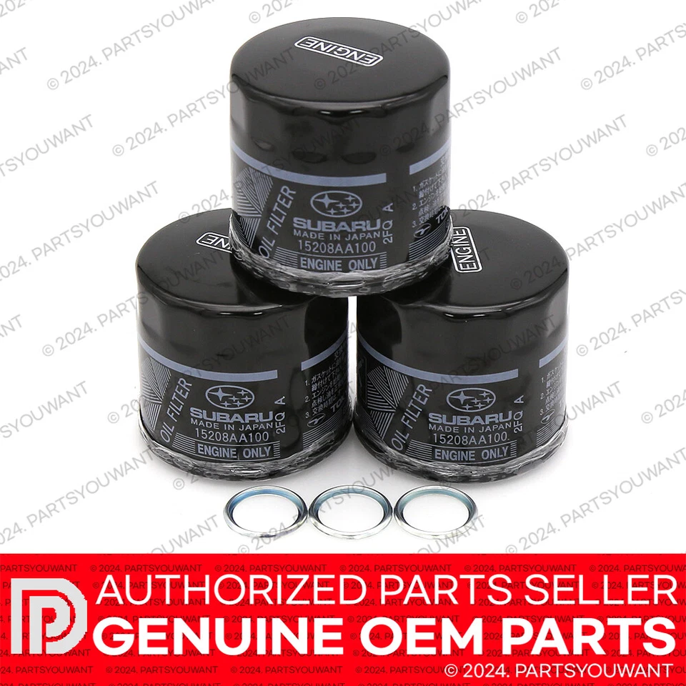 3 filtros de aceite originales Subaru Impreza WRX STi de fábrica OEM 15208-AA100 + junta Foto 2 de 4