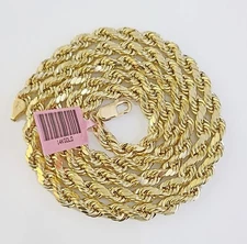 14K Yellow Gold 5mm Rope Chain 20" Diamond cut necklace Real 14KT