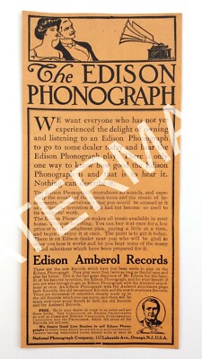 1909 Edison Phonograph National Phonograph Co Orange NJ Print Advertising 144A