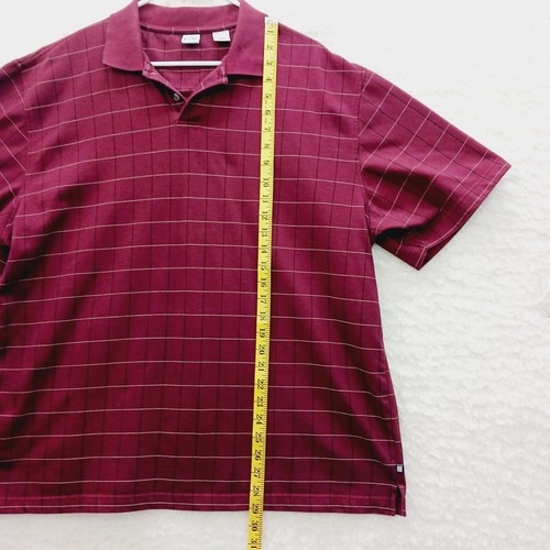 Men Polo Shirt Size XL Geoffrey Beene Wine Navy Plaid Golf Pickleball Tennis - Picture 5 of 14