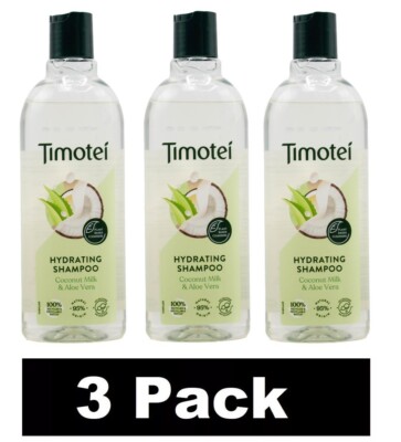 3 x TIMOTEI 300mL SHAMPOO HYDRATING COCONUT MILK AND ALOE VERA BRAND NEW