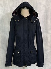 Threadbare Women’s Jacket Pockets Buttons Zip Waxed Navy Blue Size 10