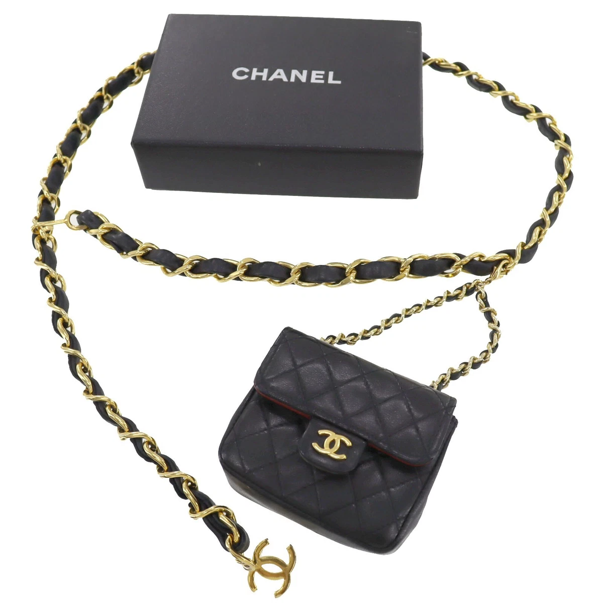 CHANEL Nylon Grosgrain Quilted Lifestyle Clutch with Chain Black 1140079