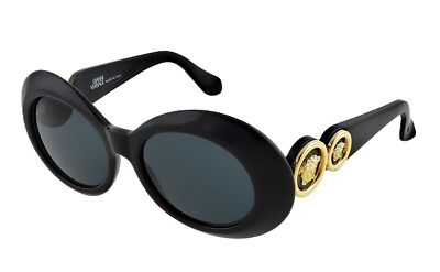 New GIANNI VERSACE mod 418 col 852 Black Oval Medusa Sunglasses  