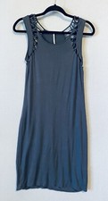 Free People Dress Womens Medium Gray Macramazing Bodycon Jersey Knit Boho