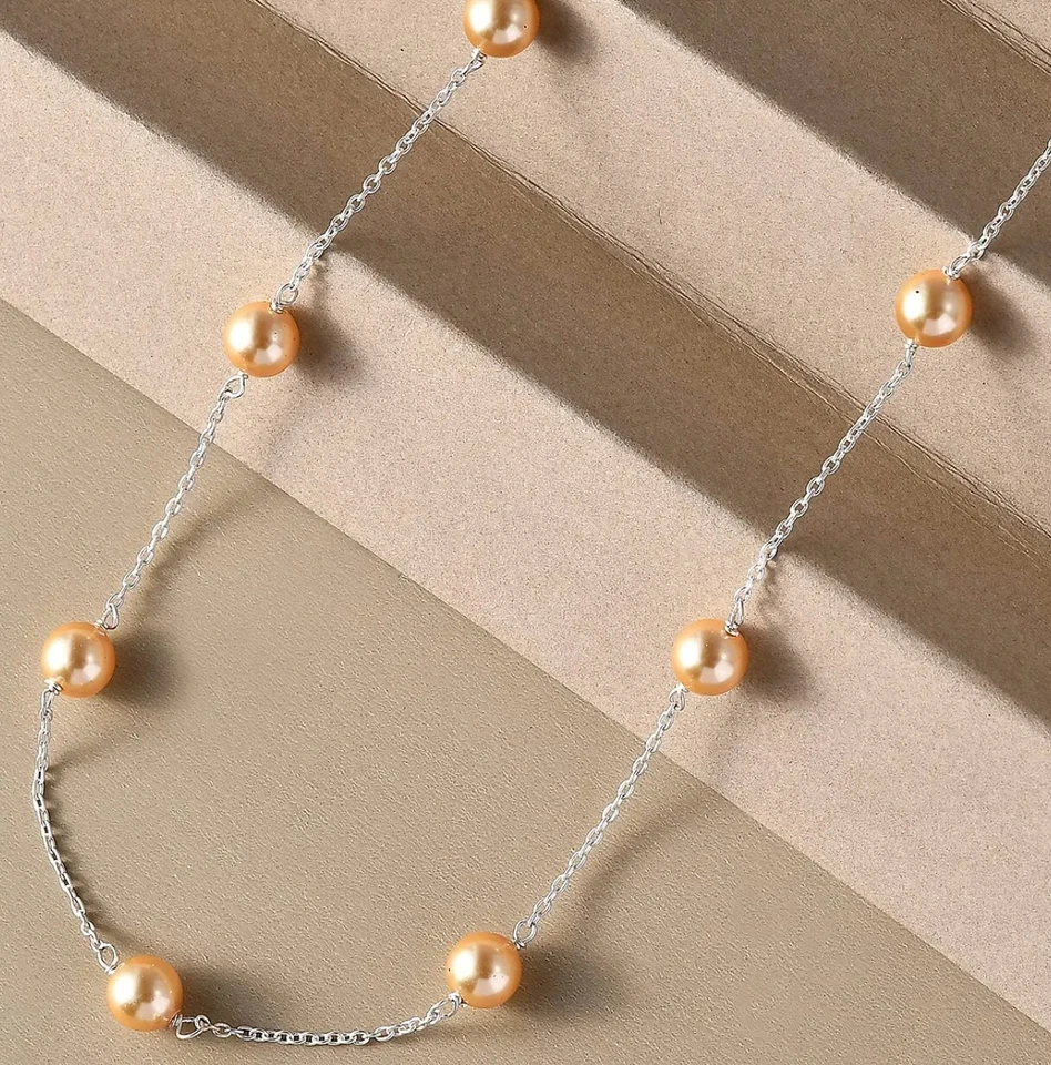 Gold Pearl Crystal Necklace (Size - 20) in Sterling Silver. - Image 3 of 4