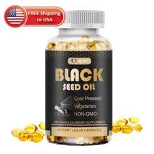 Black Seed Oil Capsules 1000mg 120 Softgels - Cold Pressed Black Cumin Seed Oil