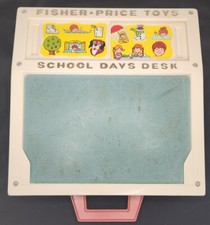 Original 1972 Fisher Price School Days Portable Play Desk 176 Vintage w/ Cards
