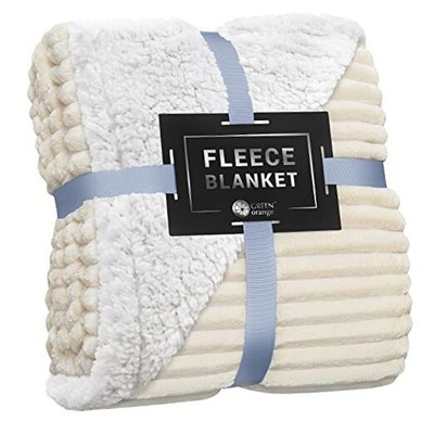 GO Sherpa Blanket Milky White Throw  Travel 270GSM Warm Comfy, Super Soft & 