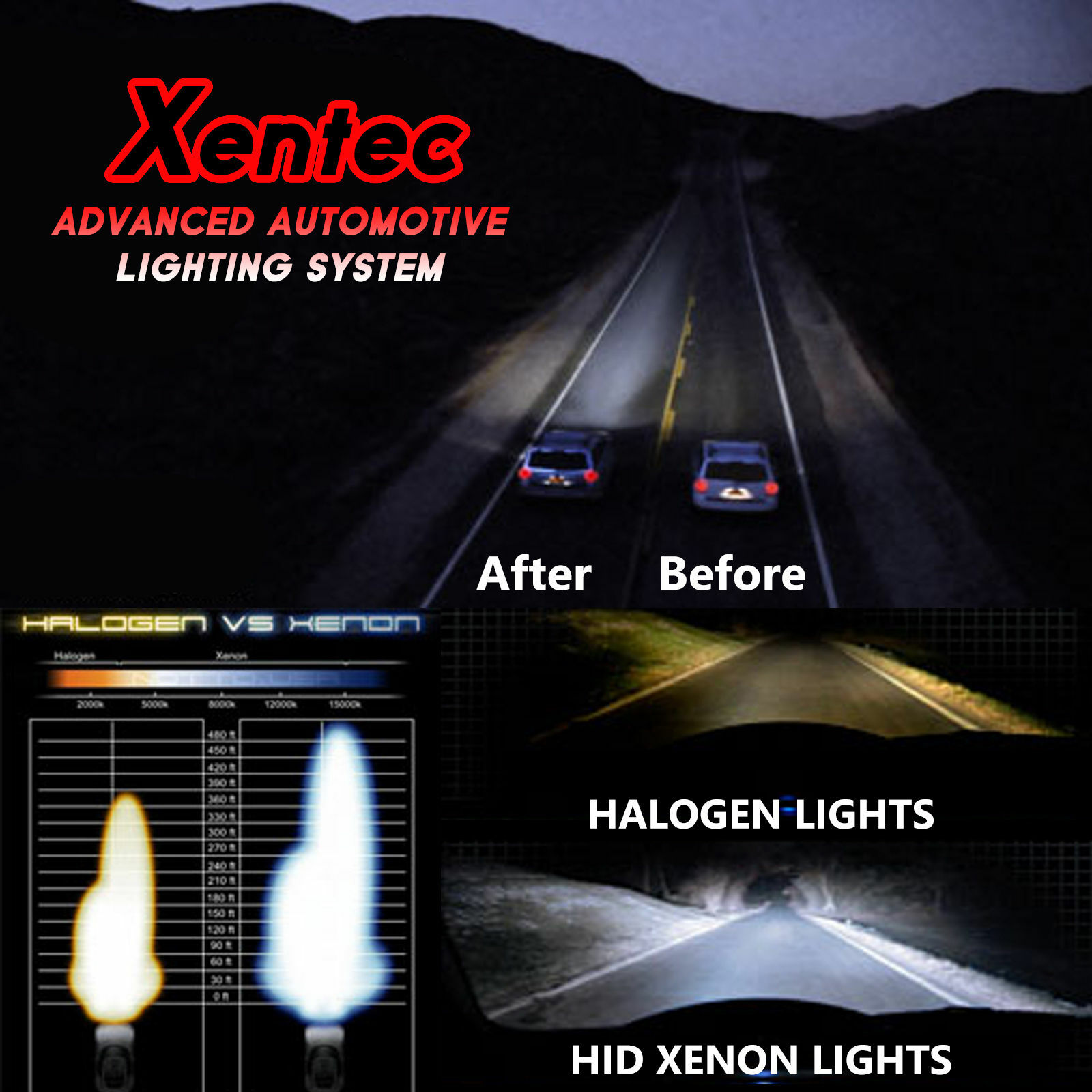 Kit Ampoules Xénon HID Xentec 55W 9007/HB5 4300K - Pour Feux De Croisement, Couleur Blanc OEM