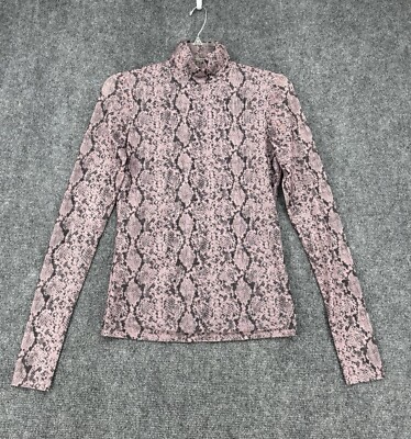Cinq A Sept Sheer Python Turtleneck Shirt Blouse. Long Sleeve. Size S