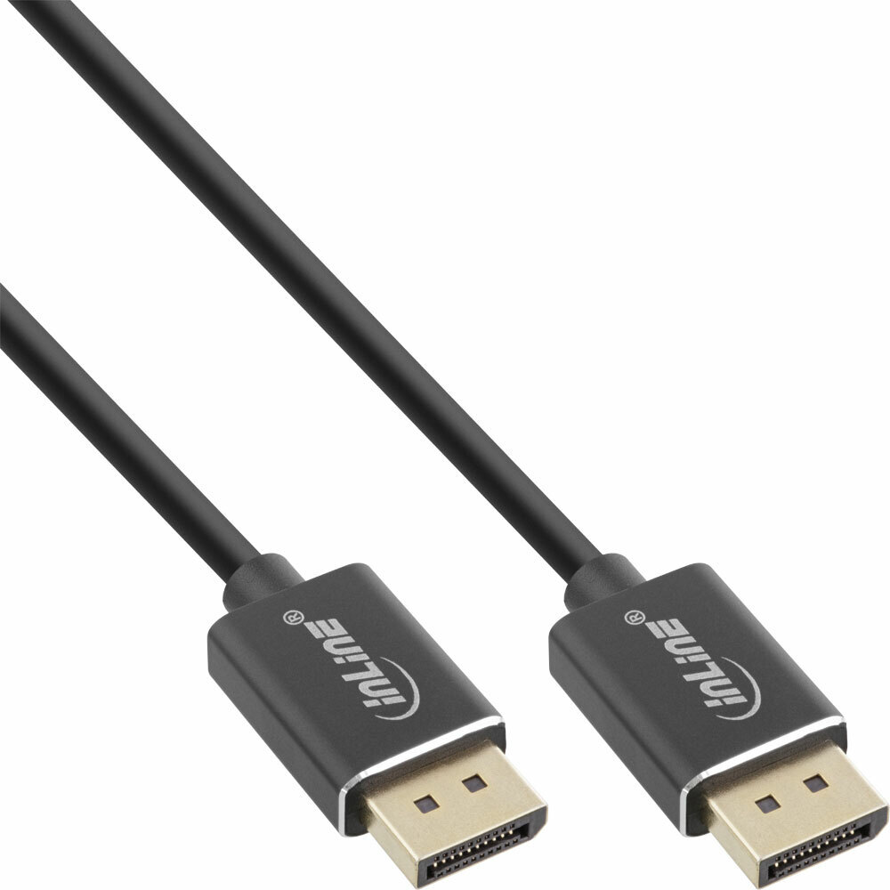 Inline Displayport 1.4 Kabel, 8k4k, Schwarz, Vergoldete Kontakte, 3m