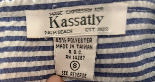 Vintage Kassatly Damski Wielokolorowy Seersucker Zamek błyskawiczny Przód Płaszcz domowy - Rozmiar Small - Zdjęcie 6 z 6
