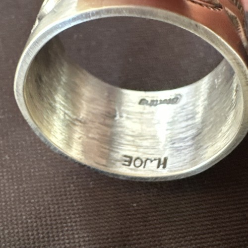 Mens Wedding Wide Band Navajo Stamped Sterling Silver Ring Size 12 17998 - Picture 7 of 13