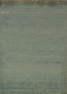 Elegant Handcrafted Gabbeh Solid Green Wool Rug - Limited Edition'' 3x5 ft