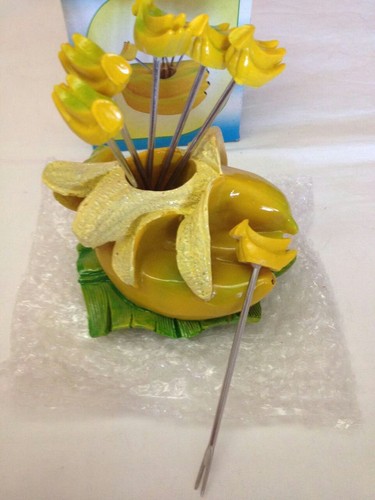 Set Of 6 Forks 10cm A Banana with Storage Shaped Bananas - Brand New
