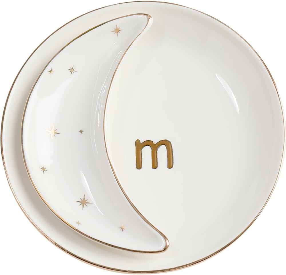 AISBUGUR - Jewelry Tray, Ceramic Dish, Trinket Dish Set of 2 Large M