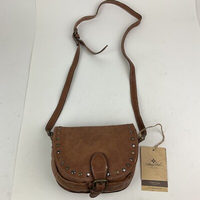 patricia nash vin dis lea flap hobo crossbody bag brown new with tags