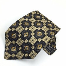Robert Talbott Best Of Class Necktie Black Gold Geometric 100% Silk Made In USA