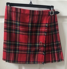 GIRLS - Age 7 - Vintage St Michael Wool Pleated Scottish Plaid Kilt Skirt