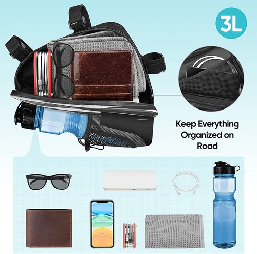 Bike Accessories Triangle Bag, Bike Bags with Bike Water Bottle Holder - 第 12/15 張圖片