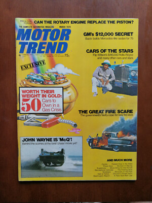 Motor Trend March 1974 John Wayne is McQ - Chevrolet Cavialier - AMC Hornet  824