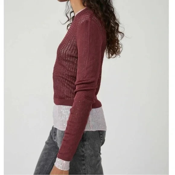 Free People Raw Garnet H2O Crew Pullover Sweater L NWT | eBay