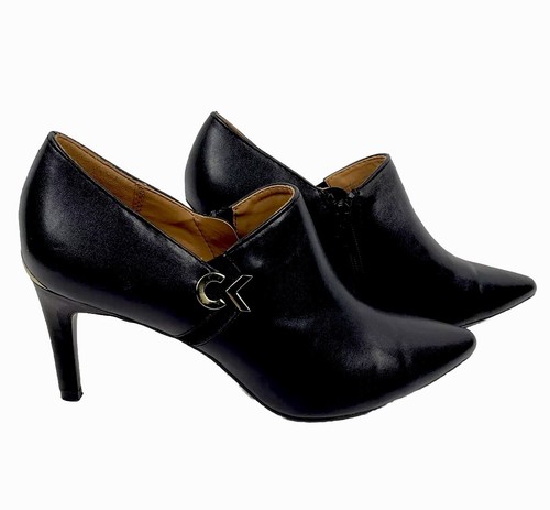 Calvin Klein Jennavie Damen-Booties Kunstleder Stilettoabsatz goldfarbenes Logo Größe 8 - Bild 5 von 8