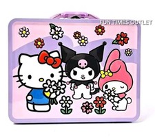 Sanrio Hello Kitty Lunch Box Kuromi Melody Girl Snack Tote Carry All Make Up Tin