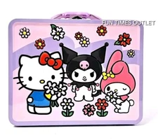 Sanrio Hello Kitty Lunch Box Kuromi Melody Girl Snack Tote Carry All Make Up Tin