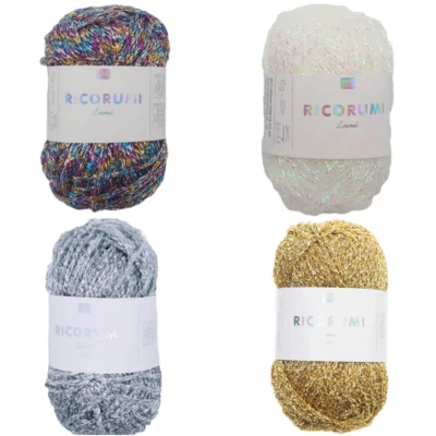 Rico RICORUMI DK Lamé Silver Gold Multi Irridescent Packs Crochet Yarn 10g Ball