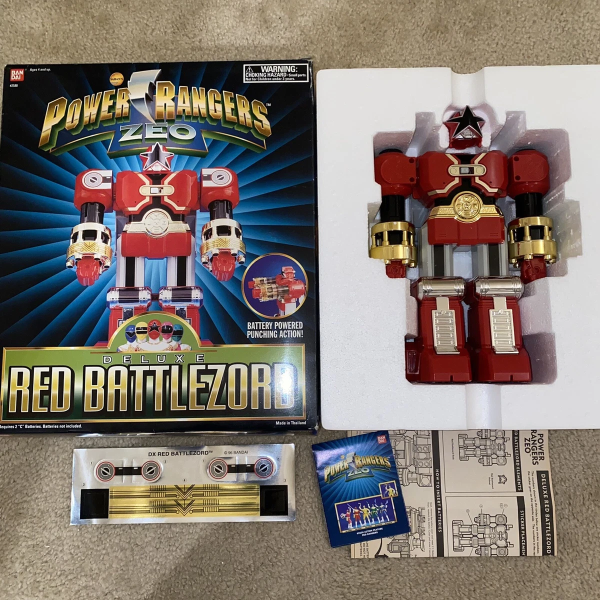VINTAGE 1996 MMPR POWER RANGERS ZEO RED BATTLEZORD MEGAZORD W/ BOX.