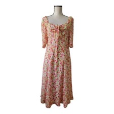 BCBGeneration Floral Cottagecore Midi Puff Sleeve Dress Size 4 New