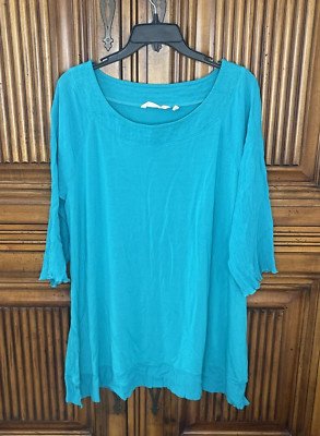 Soft Surroundings Womens Top Extra Large XL Green Contrast Fabric Lagenlook