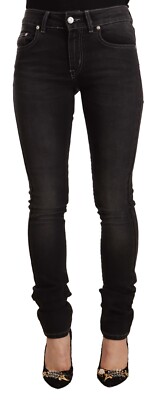 GF FERRE Jeans Skinny schwarz gewaschen mittlere Taille Baumwolle Denim Hose ...