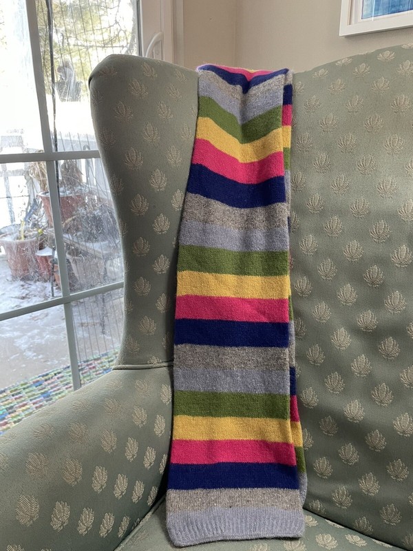Y2K Lambswool Blend Bright Bold Stripe Knit Scarf Preppy Statement  68” Long